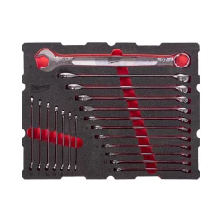 Milwaukee 4932501871 17-delige MAX BITE Steek-/ringratelsleutelset - in PACKOUT foam inlay - 8-27mm