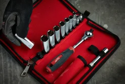Milwaukee 4932501196 12-delige Ratel- en doppenset FOUR FLAT - in etui - 3/8”