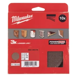 Milwaukee 10-delige schuurgaas en pad set - K80, K120 en K180