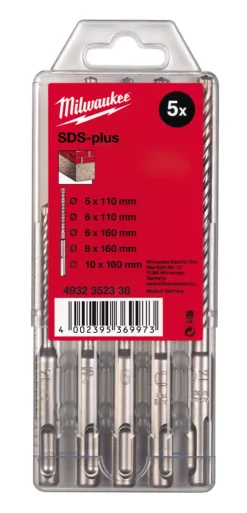 Milwaukee 4932352338 5 Delige SDS-plus hamerboren set in kunststof cassette - 110 x 160mm - 5-10mm