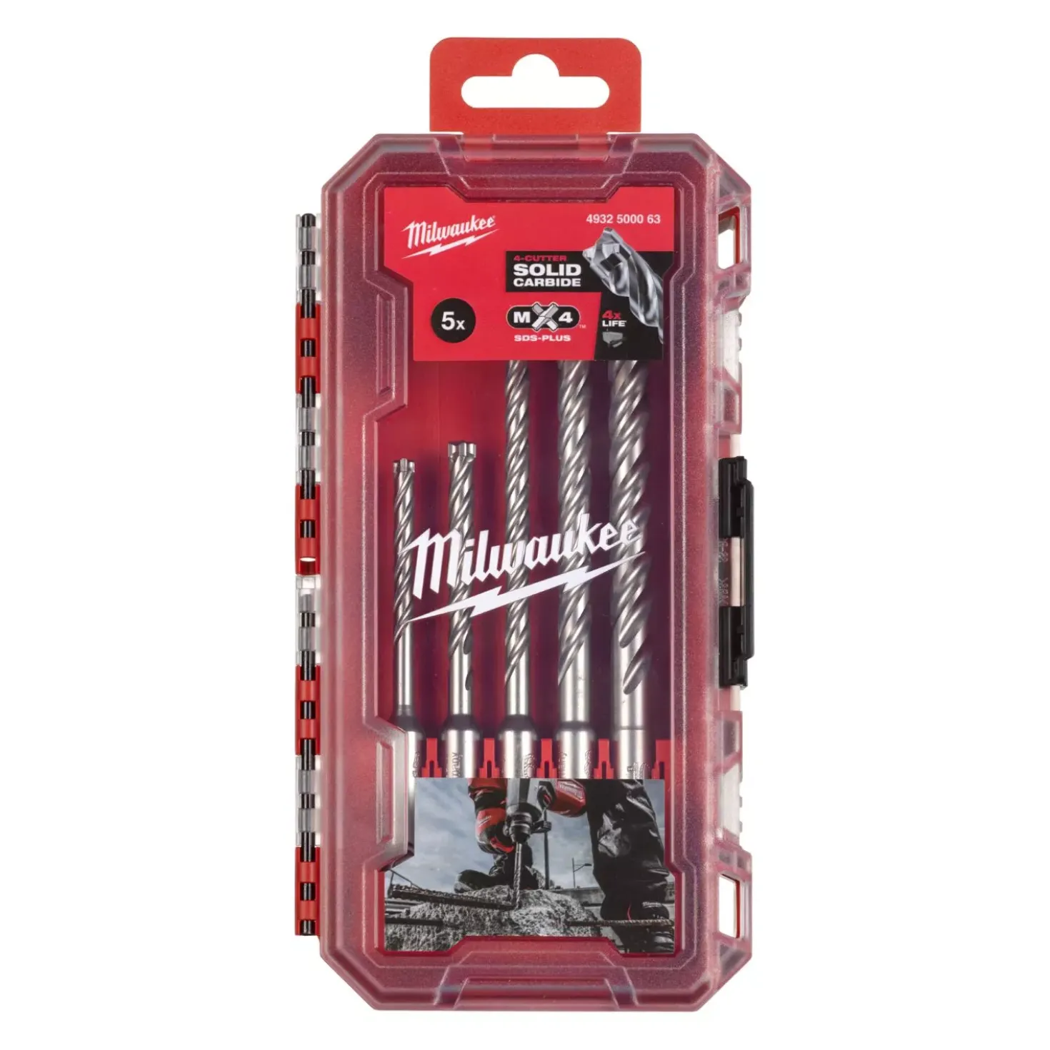 Milwaukee 4932500063 5-delige SDS-Plus MX4 hamerborenset - 4-kanten snijdend