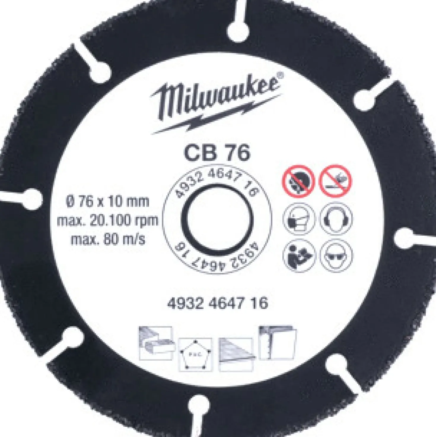 Milwaukee 4932464716 Doorslijpschijf - 76x10mm