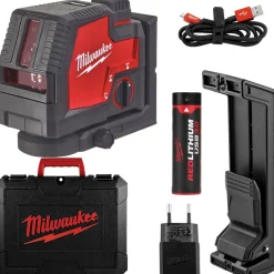 Milwaukee L4 CLL-301C 4V Li-ion accu Kruislijnlaser set (1x 3.0Ah accu) in koffer - 2 lijnen - 30m - Groen