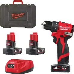 Milwaukee M12 BLDDRC-402C 12V Li-ion accu boor-/schroefmachine set (2x 4.0Ah accu) in koffer - 40Nm
