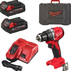 Milwaukee M18 BLPDRC-202C 18V Li-Ion accu klopboor- /schroefmachine set (2x 2.0Ah accu) in koffer