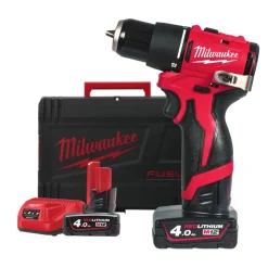 Milwaukee M12 BLPDRC-402C 12V Li-ion accu klopboor-/schroefmachine set (2x 4.0Ah accu) in koffer