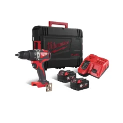 Milwaukee M18 BLPD2-502X 18V Li-Ion accu klopboor- /schroefmachine set (2x 5,0Ah accu) in HD box - koolborstelloos - 82Nm