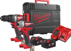 Milwaukee M18 BLPP2A3-502X 18v Li-ion accu schroefboormachine (M18 BLPD2) & slagschroevendraaier (M18 BLIDR) combiset (2x 5.0Ah) in HD Box