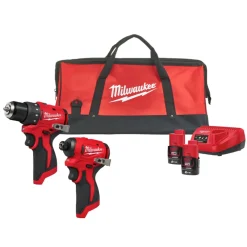Milwaukee M12 BLPP2D-202B 12V Li-ion accu schroefboormachine (M12 BLDDRC) & slagschroevendraaier (M12 BLIDRC) combiset (2x 2.0Ah accu) in tas