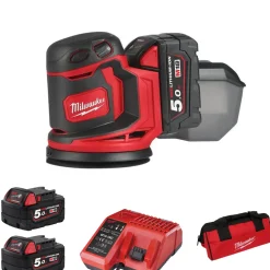 Milwaukee M18 BOS125-502B Li-Ion Accu excentrische schuurmachine set (2x 5.0Ah accu) in tas - 125mm