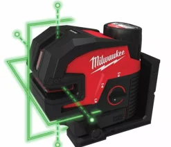 Milwaukee M12 CLL4P-0C 12V Li-Ion accu zelfnivellerende kruislijnlaser met 4 punten body in transportkoffer - groen