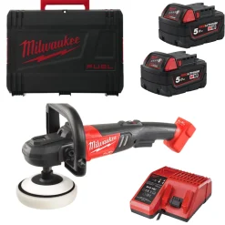 Milwaukee M18 FAP180-502X 18V Li-Ion accu Polijstmachine set (2x 5.0Ah accu) in HD Box - variabel