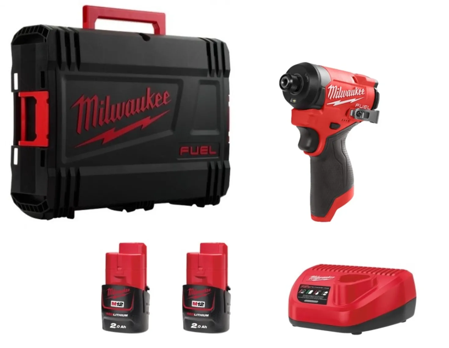 Milwaukee M12 FID2-202X 12V Li-Ion accu slagschroevendraaier set (2x2.0Ah) in HD-box - 170Nm - koolborstelloos