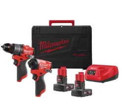 Milwaukee M12 FPP2A2-602X 12V Li-ion accu slagboormachine (FPD2-0) en slagschroevendraaier (FID2-0) combiset (2x6.0Ah) in HD Box