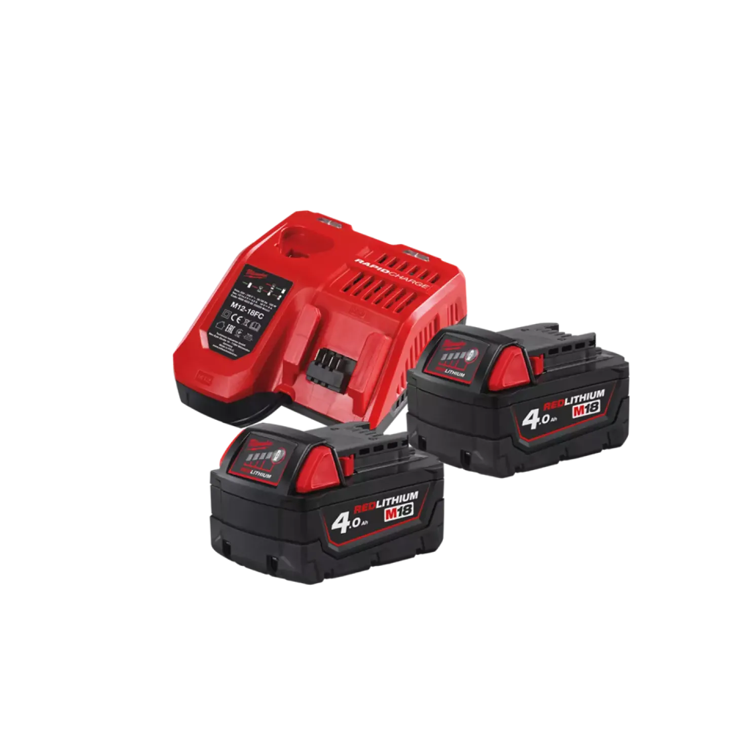 Milwaukee M18 NRG-402 18V Li-Ion accu starterset (2x 4.0Ah) + lader