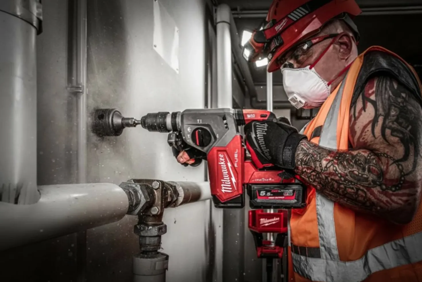 Milwaukee M18 ONEFHX-552X 18V Li-ion Accu SDS-plus combi hamer set (2x 5.5Ah) - ONE-KEY