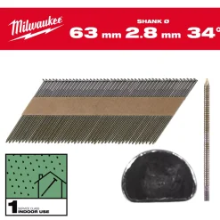 Milwaukee 4932492600 Nagels D-kop 34 63mm/RS/B/SC1-2,2kpc