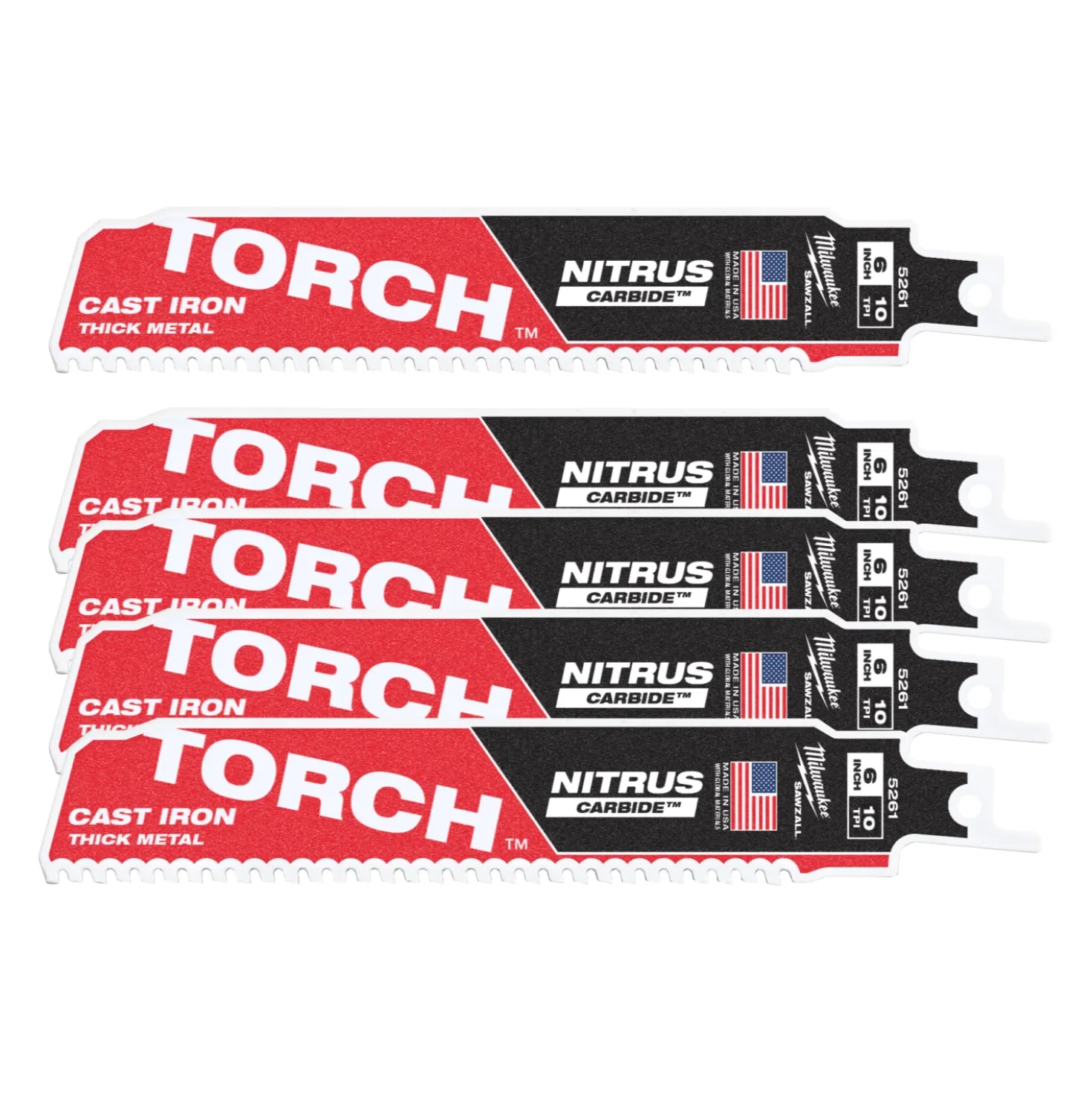 Milwaukee 48476551 Sawzall Reciprozaagblad TCT TORCH NITRUS - 150 x 10TPI - metaal - 5st