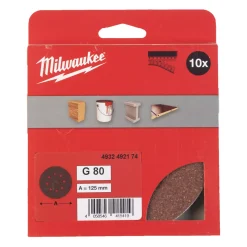 Milwaukee 4932492174 Schuurpapier voor vlakschuurmachines 125/8 HL G80 (10st)