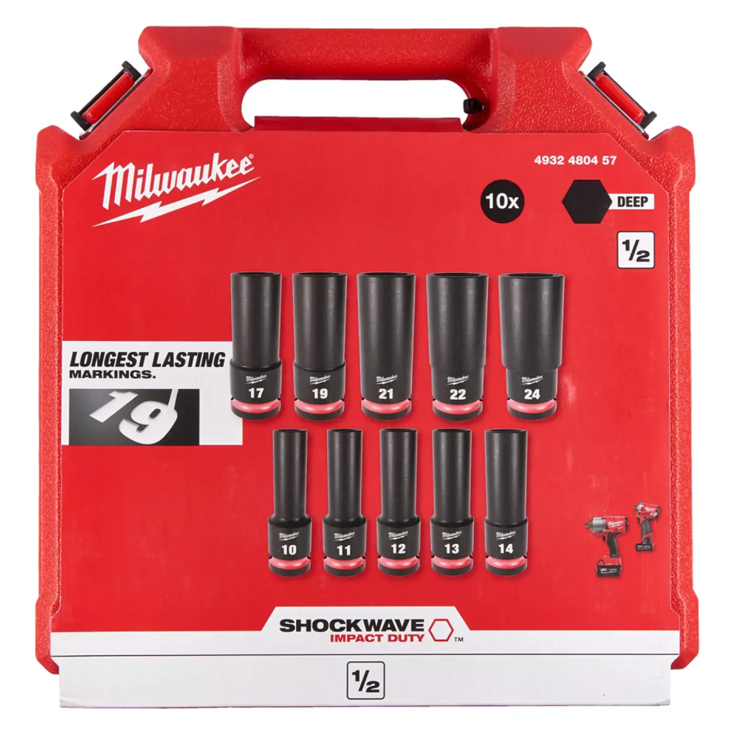 Milwaukee 4932480457 SHOCKWAVE 10-delige Krachtdoppenset in koffer