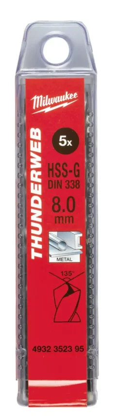 Milwaukee 4932352395 Thunderweb HSS-G Metaalboor - 8 x 75 x 117mm (5st)