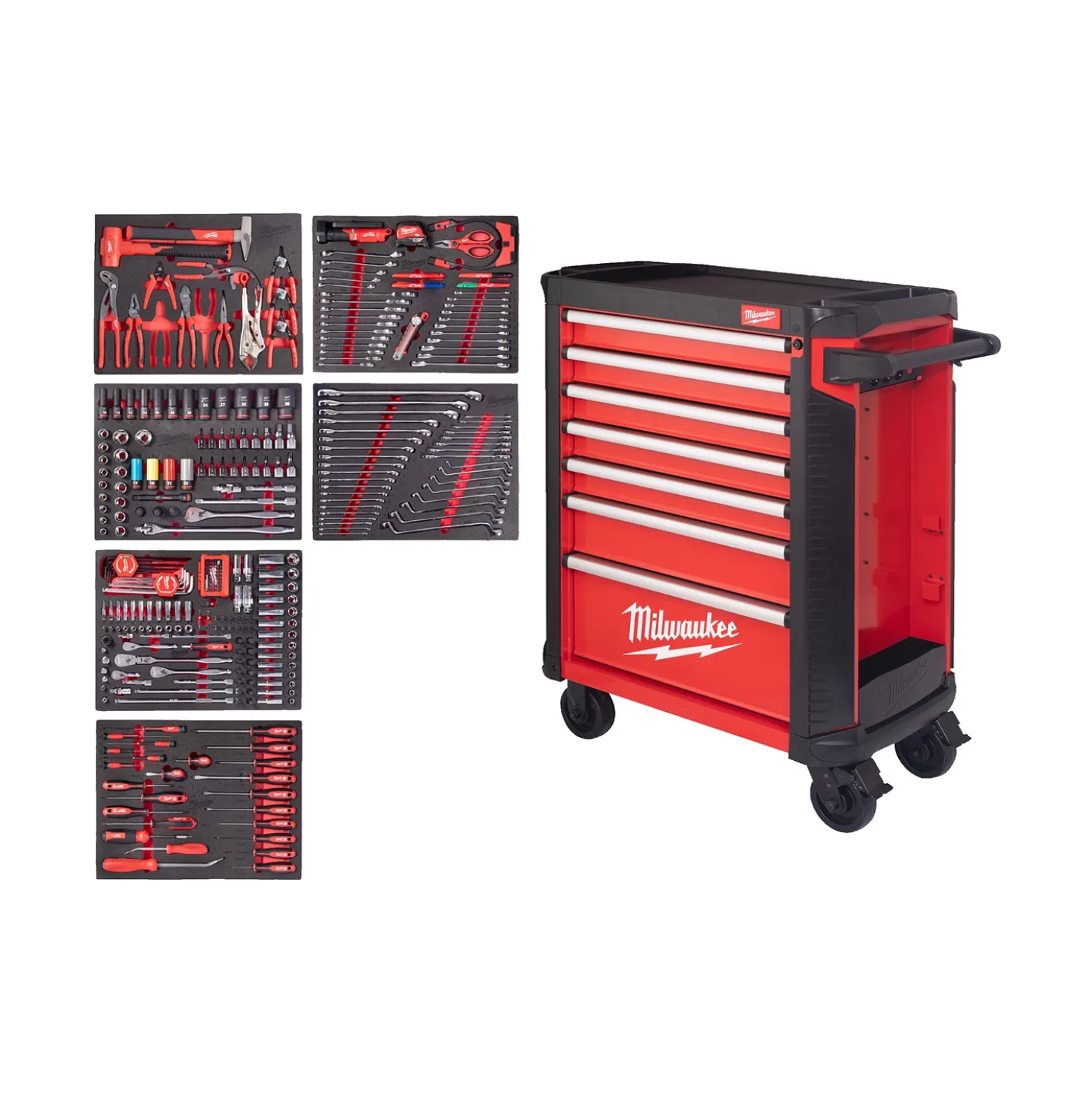 Milwaukee 4932500753 TOOLGUARD SRC30-1 Stalen Gereedschapswagen gevuld - 337-delig - 7 laden - 30" / 78 cm