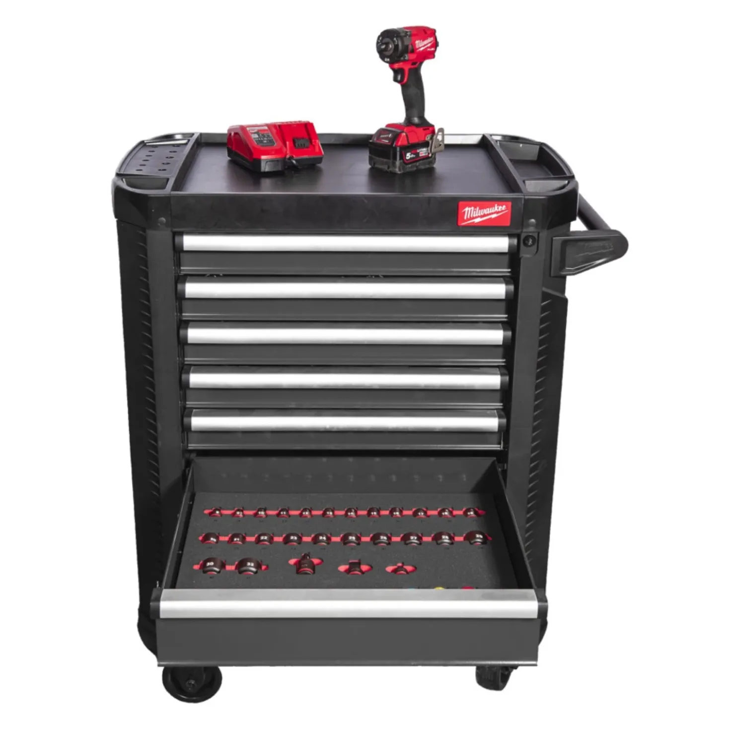 Milwaukee 4932500743 TOOLGUARD Stalen Gereedschapswagen gevuld - 246-delig - 7 laden - 30" / 78 cm