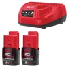 Milwaukee 12V Li-Ion accu starterset (2x 2.0Ah) + lader