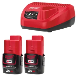 Milwaukee 12V Li-Ion accu starterset (2x 2.0Ah) + lader