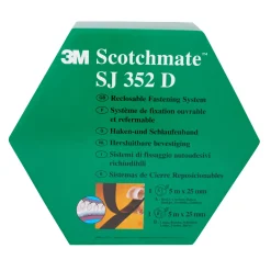3M SJ352D Hersluitbare Lus en Haak Klittenband Zwart - 25mm x 5 m x 4.4mm