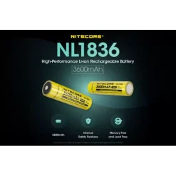 Nitecore NL1836 Oplaadbare 18650 Li-Ion batterij 3600mAh