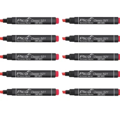 Pica 521/40 Permanent Marker - Beitel - Rood - 2-6mm (10st)