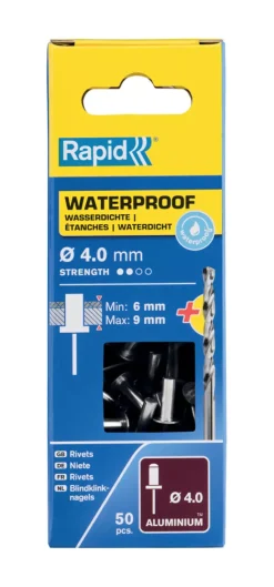 Rapid 5000400 Waterdichte Blindklinknagels incl. boor - Aluminium - 4x12mm (50st)