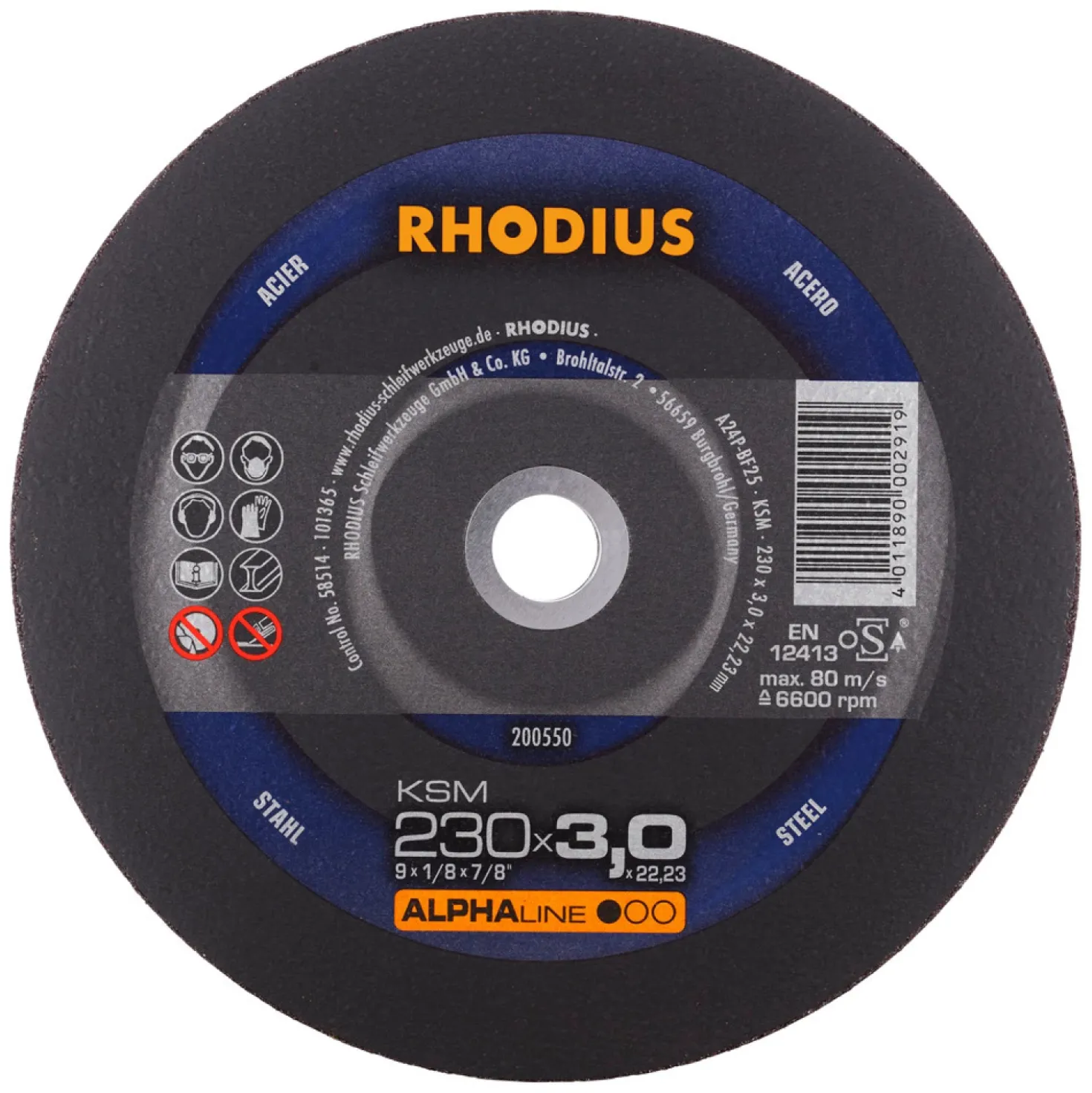 Rhodius 200550 KSM ALPHALINE l Doorslijpschijf conventioneel 230 x 22,23 x 3mm (25 st)
