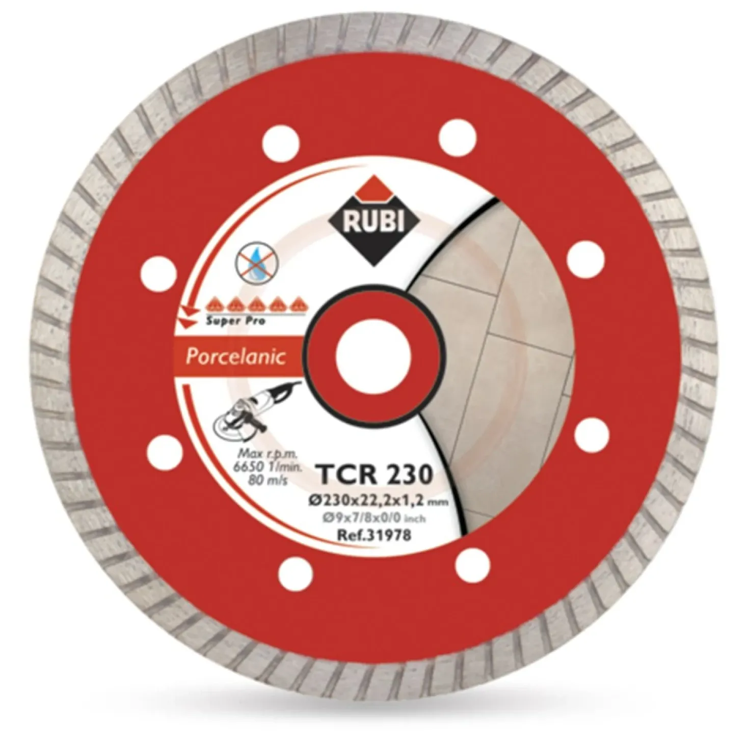 Rubi 31973 Diamantzaagblad voor droogzagen - 125 x 22,2mm - Tegels