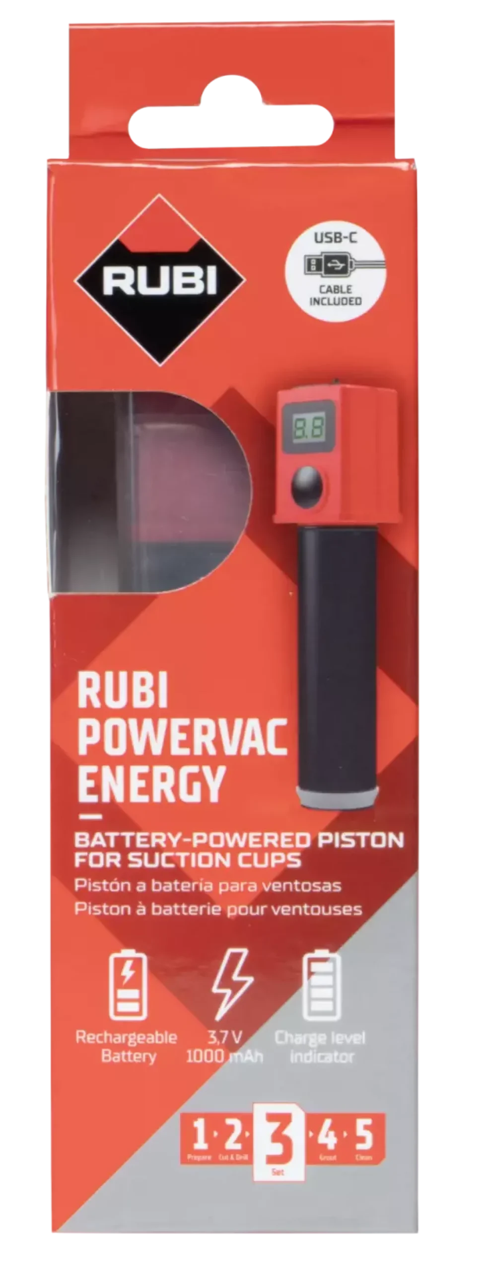 Rubi 28845 PowerVAC USB Zuiger voor tegeldragers - 3.7V / 1000mAh