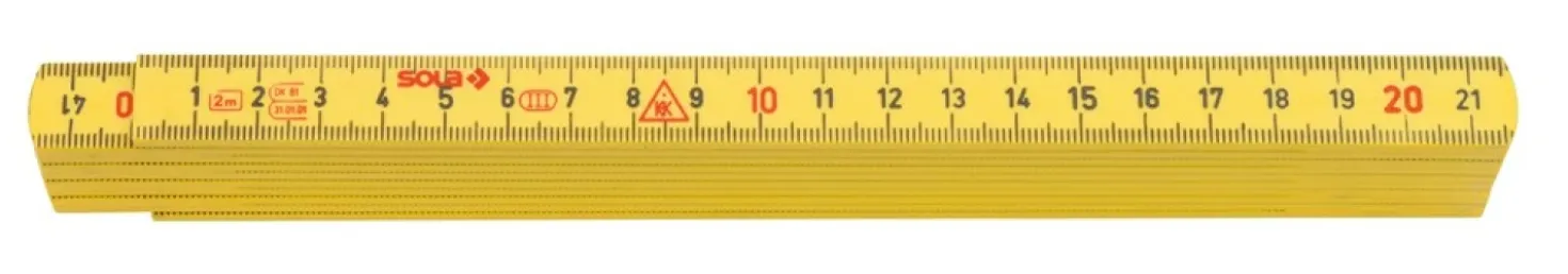 Sola HK 2/10G Duimstok - kunststof - geel - 2m