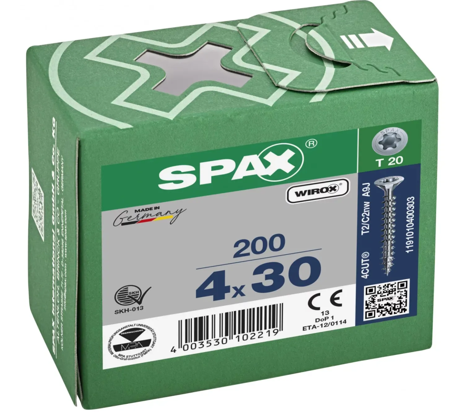 SPAX 4-Delige Universele schroefset -c plus T20 - Platverzonken kop - Voldraad - WIROX (800st)