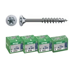 SPAX 4-Delige Universele schroefset -c plus T20 - Platverzonken kop - Voldraad - WIROX (800st)