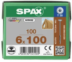 SPAX Hi-Force Spaanplaatschroef - T30 - Discuskop - Deeldraad - WIROX - 100st