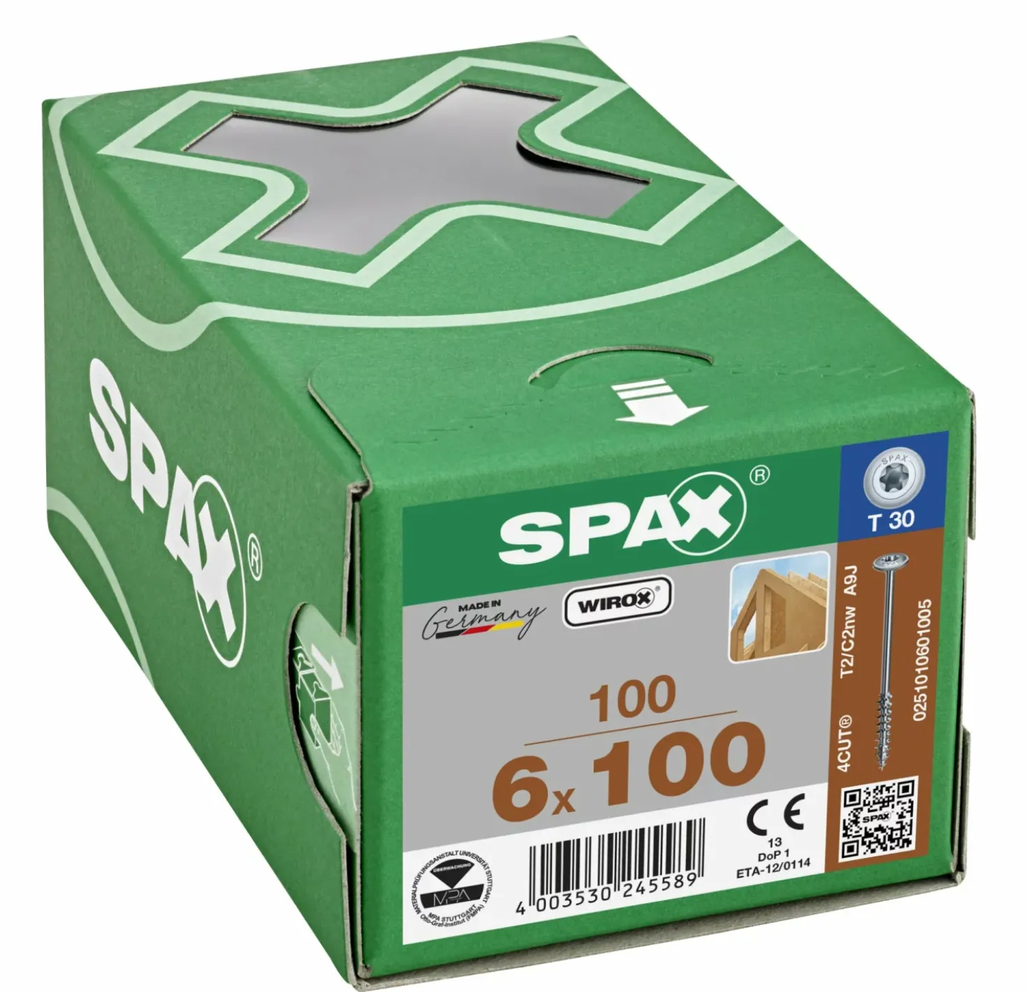 SPAX Hi-Force Spaanplaatschroef - T30 - Discuskop - Deeldraad - WIROX - 100st