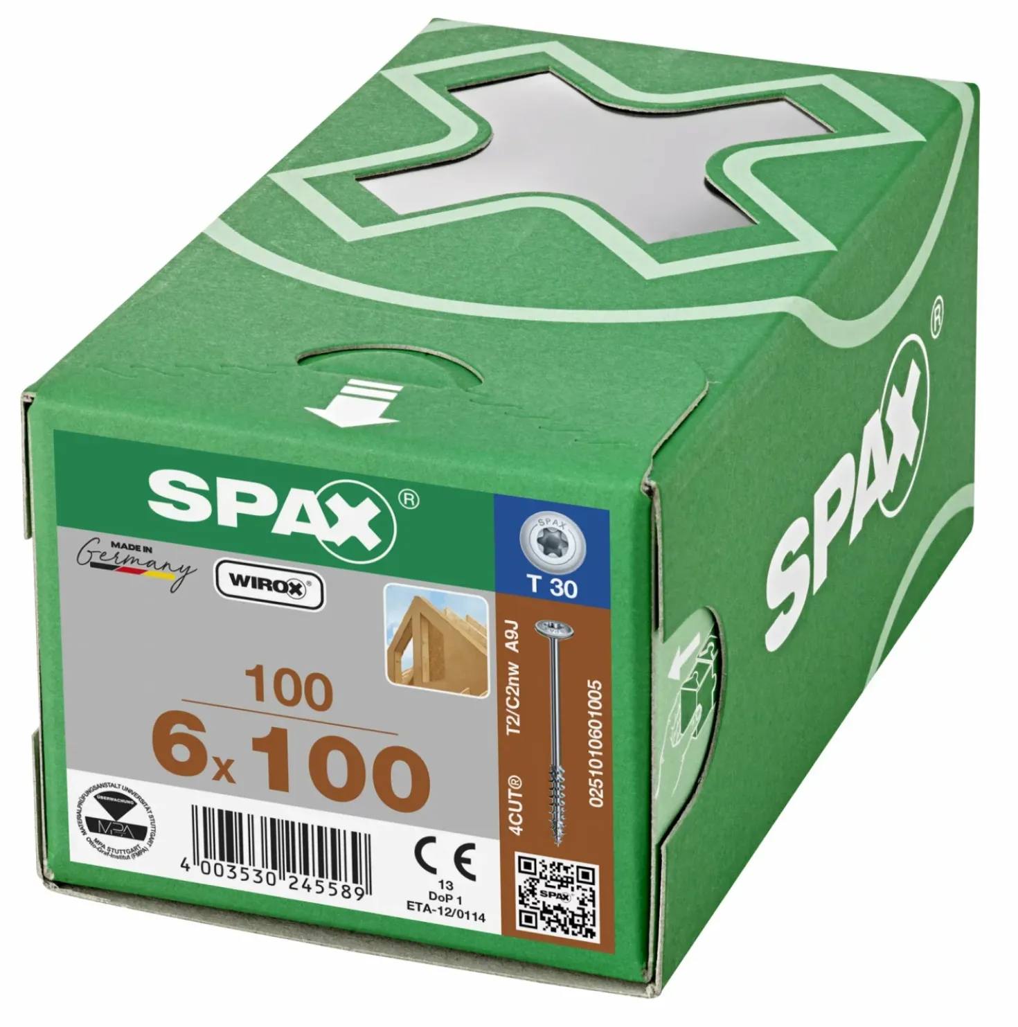 SPAX Hi-Force Spaanplaatschroef - T30 - Discuskop - Deeldraad - WIROX - 100st
