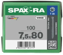 SPAX Kozijnschroef - T30 - Cilinderkop - Voldraad - WIROX - 100st