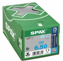 SPAX RVS schroef - T30 - Verzonken kop - Voldraad - Verzinkt - 100st