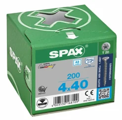 SPAX RVS schroef - T20 - Verzonken kop - Voldraad - Verzinkt - 200st