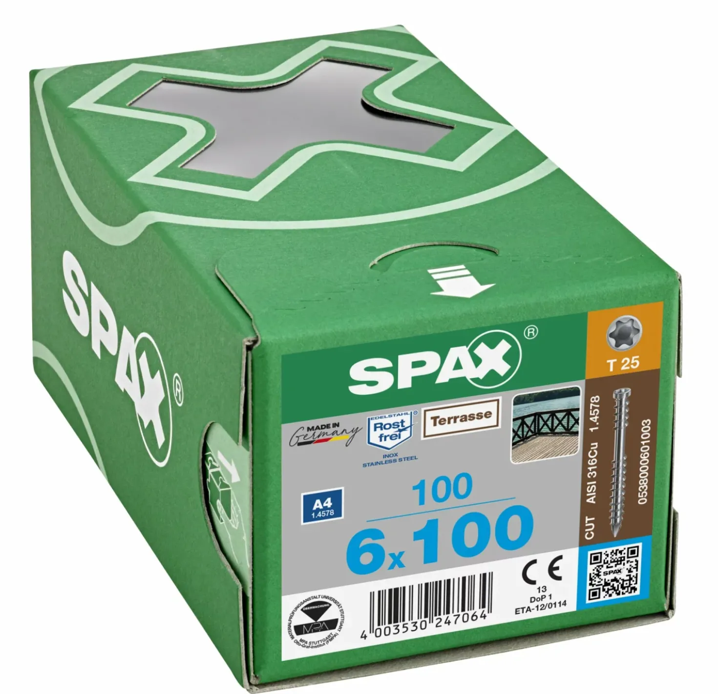 SPAX Terrasschroef - T25 - Cilinderkop - Fixeersschroefdraad - Gecoat - 200st