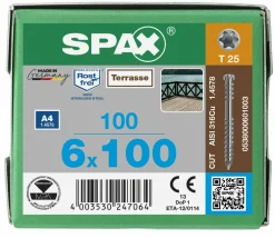 SPAX Terrasschroef - T25 - Cilinderkop - Fixeersschroefdraad - Gecoat - 200st