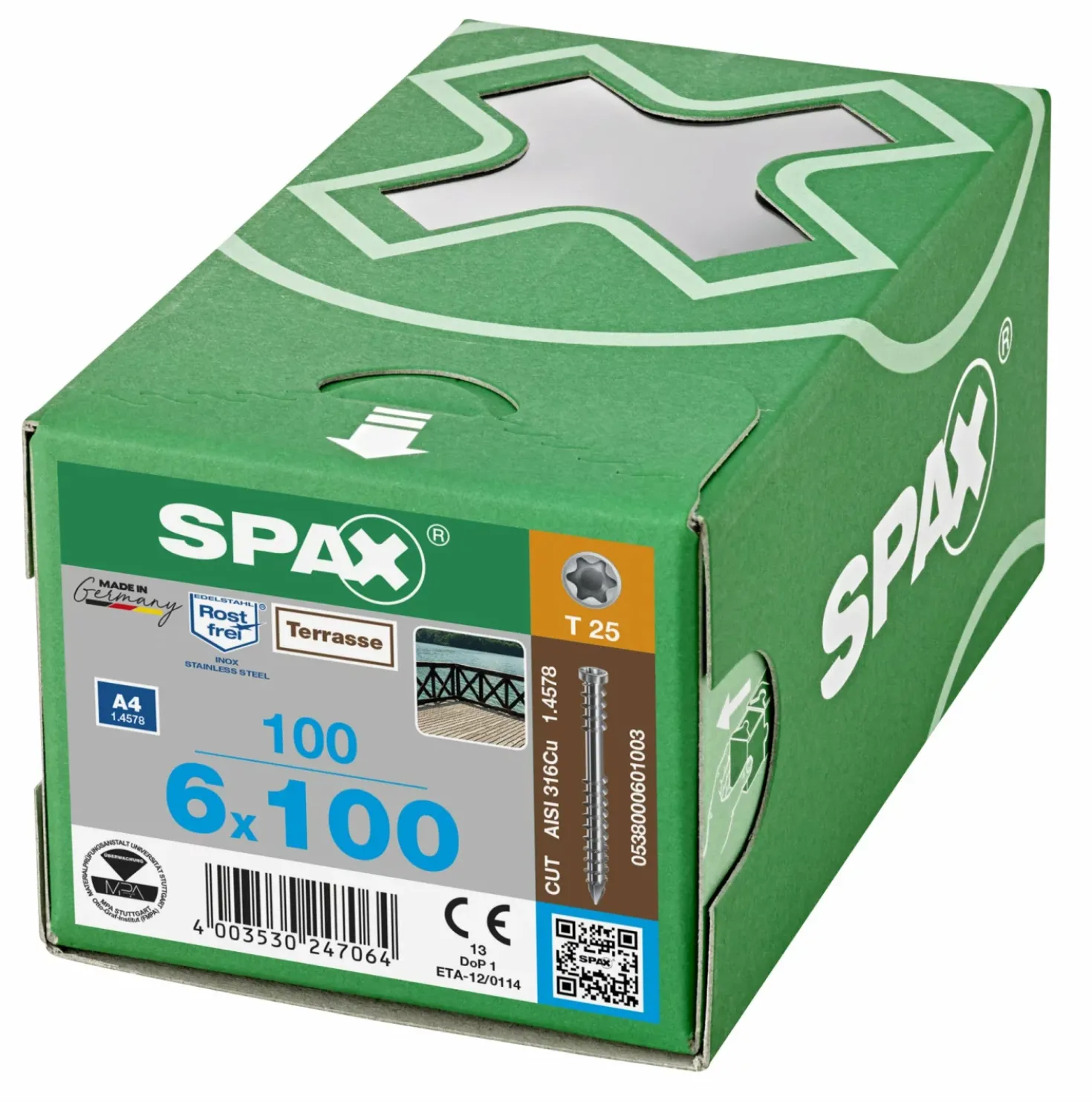SPAX Terrasschroef - T25 - Cilinderkop - Fixeersschroefdraad - Gecoat - 200st