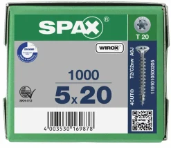 SPAX Universele schroef - T20 - Platverzonken kop - Voldraad - WIROX - 1000st