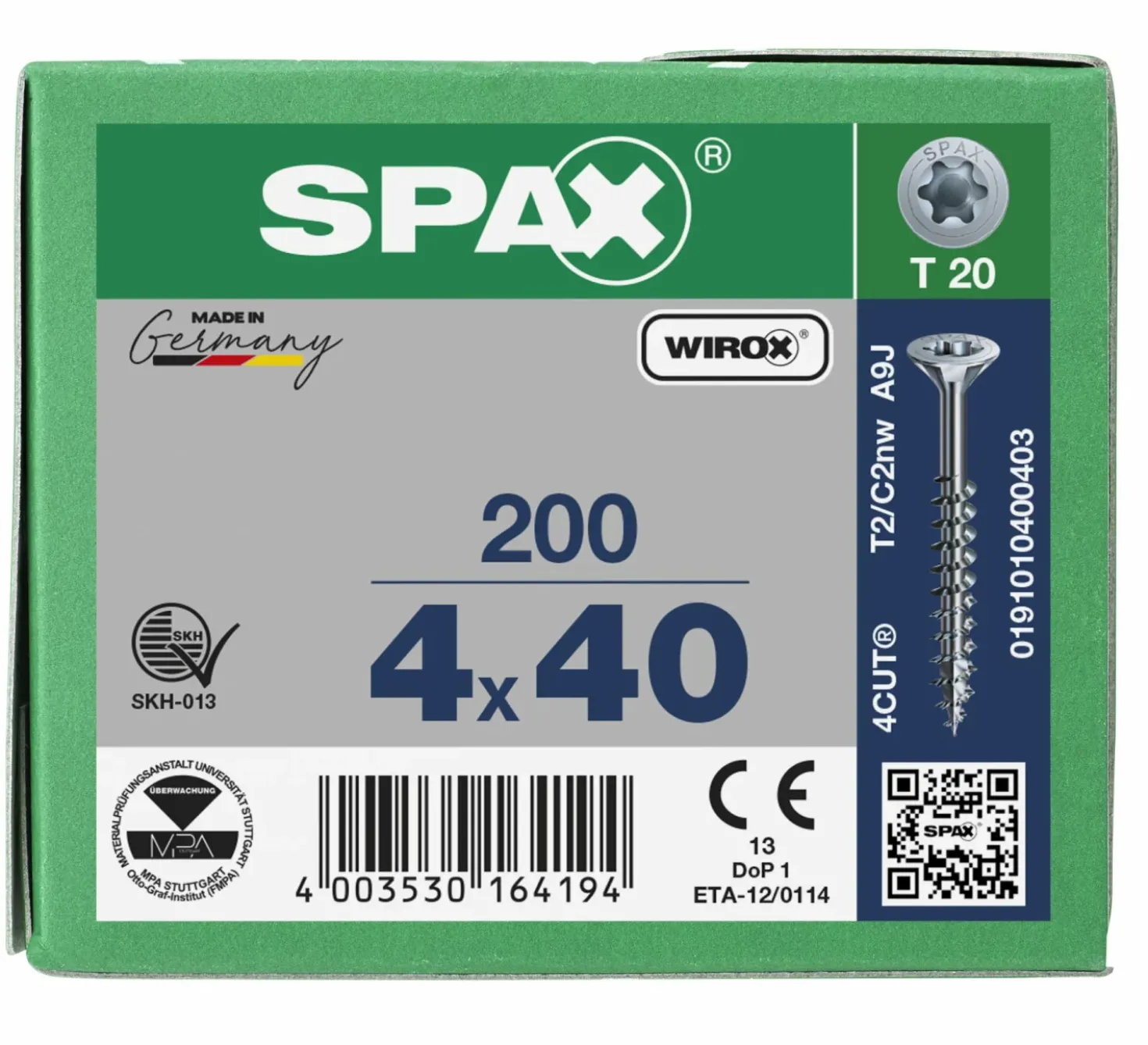 SPAX Universele schroef - T20 - Verzonken kop - Deeldraad - WIROX - 200st